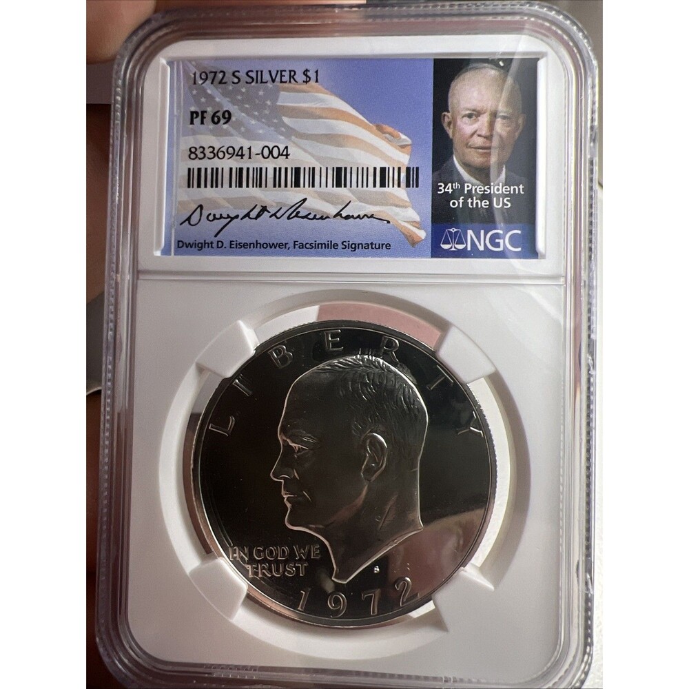 1972 - S Eisenhower Dollar NGC PF 69  Portrait Label Looks Cameo